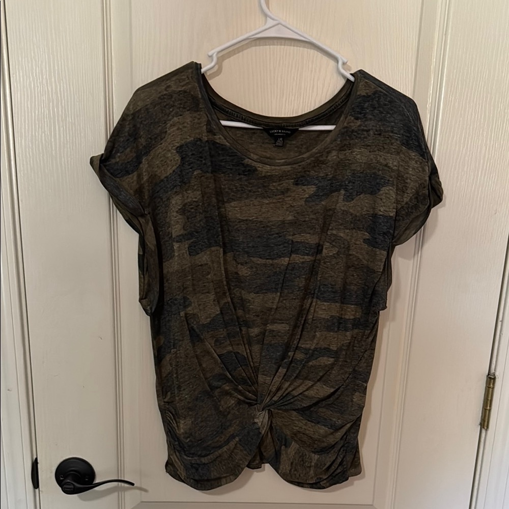 ‼️LAST CHANCE! 
Lucky Brand Camo Print Twist Front Top